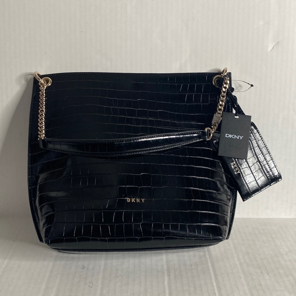 NWT DKNY Claryce Hobo Croco Bag W/ Pouch